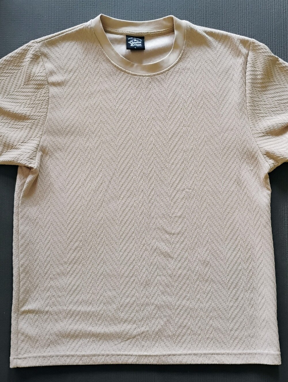 Original Deluxe Men's Crewneck Textured Tee in Beige